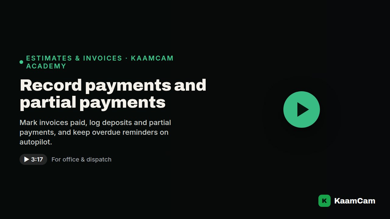 Record payments and partial payments